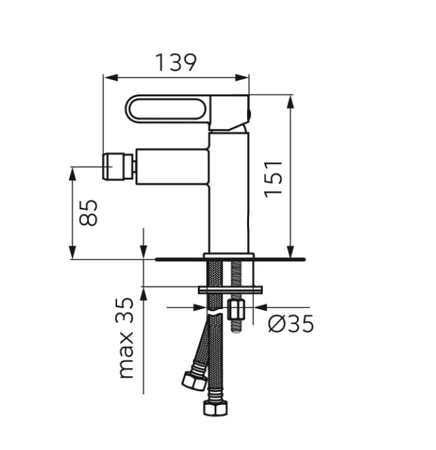 Baterie bideu FDesign Zaffiro FD1-ZFR-6-55, 3/8'', marimea M, monocomanda, aerator, ventil, lucios, auriu [1]