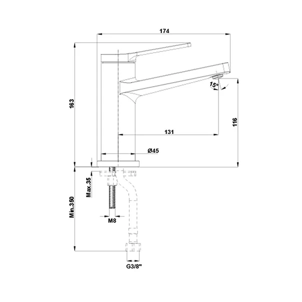 Baterie bideu Gala Cubo monocomanda crom lucios [1]