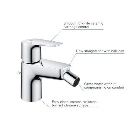 Baterie bideu Grohe 23345001, 32 mm, 1 bar, 34 mm, 126 mm, 117 mm, 420 mm, 1 orificii instalare, Crom [3]