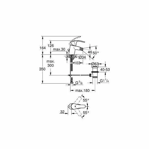 Baterie bideu Grohe Eurosmart New crom lucios [2]