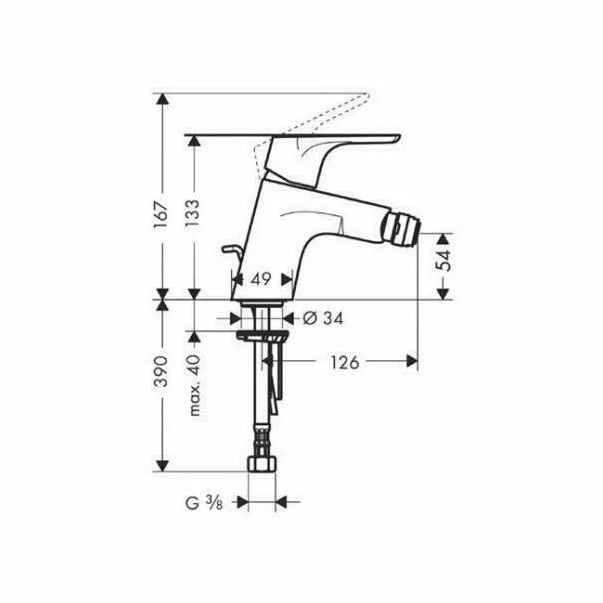 Baterie bideu Hansgrohe Focus E2 crom lucios ventil Pop-Up [1]