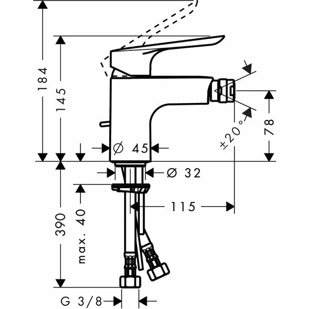 Baterie bideu Hansgrohe Logis E monocomanda crom lucios [1]