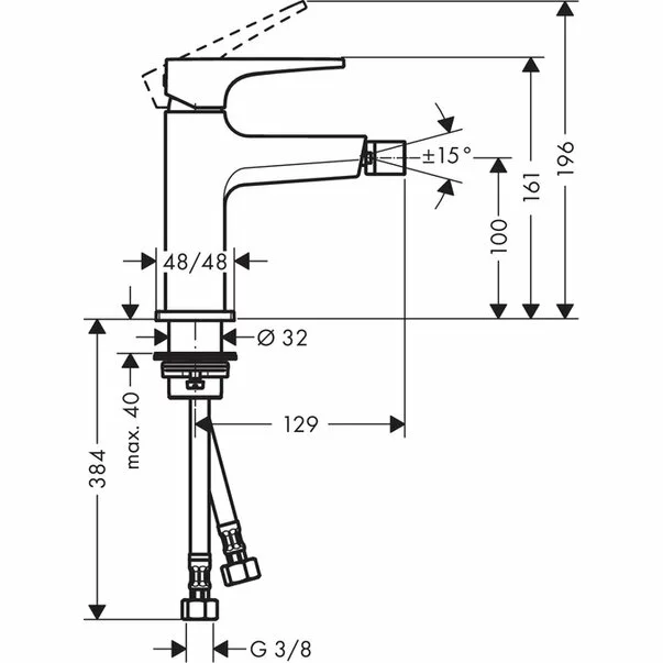 Baterie bideu Hansgrohe Metropol cu ventil Push-Open crom [1]