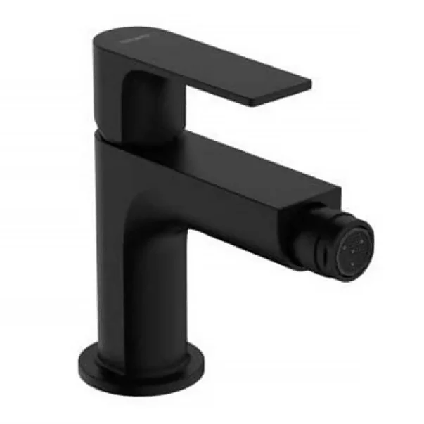 Baterii bideu si dus igienic - Baterie bideu Hansgrohe Rebris E negru mat cu ventil Pop-Up