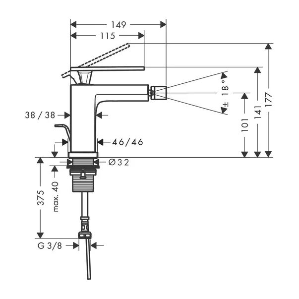 Baterie bideu Hansgrohe Tecturis E monocomanda bronz periat [1]