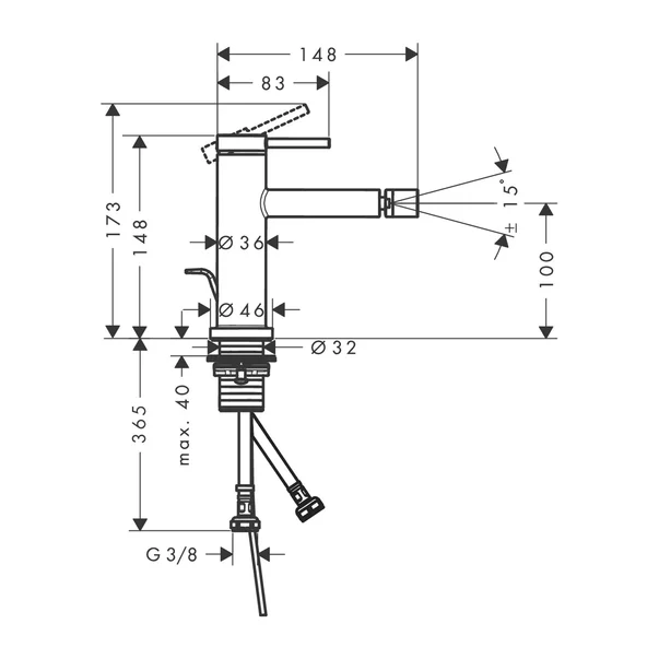 Baterie bideu Hansgrohe Tecturis S cu ventil Pop-Up bronz periat [1]