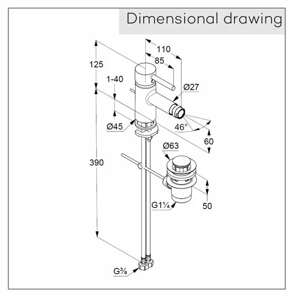 Baterie bideu Kludi Bozz negru mat [1]