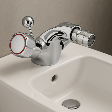 Baterie bideu Remer Rubinetterie Classic 23Y, monocomandata, ventil pop-up, crom lucios, alama [1]