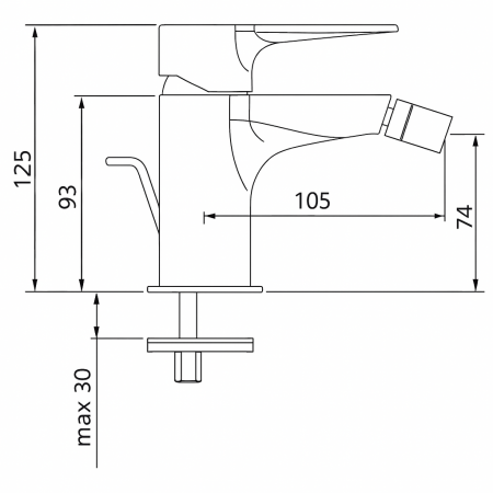 Baterie bideu Remer Rubinetterie Winner W20, monocomanda, ventil pop-up, aerator, cartus ceramic [1]