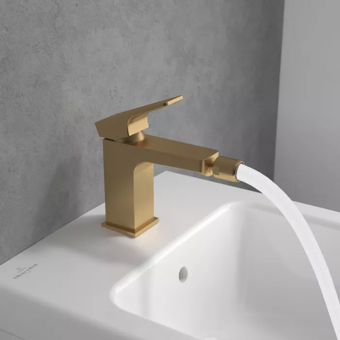 Baterie bideu Villeroy and Boch Architectura, S, 139 mm, ventil, mat, auriu, TVB12500100076 [3]