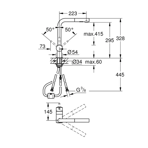 Baterie bucatarie cu dus extractabil Grohe Minta 2 tipuri de jet antracit periat Hard Graphite [3]