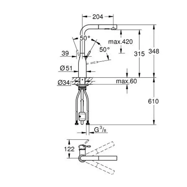 Baterie bucatarie cu dus extractibil Grohe Essence negru mat Phantom Black [4]