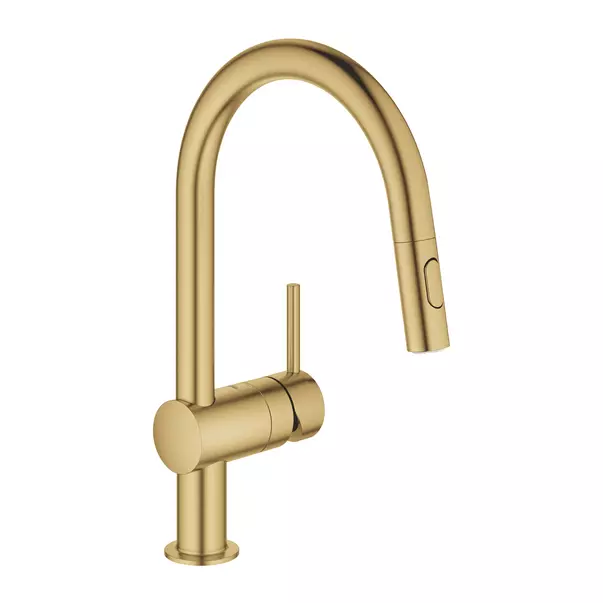 Baterii bucatarie - Baterie bucatarie cu dus extractibil Grohe Minta auriu periat Cool Sunrise