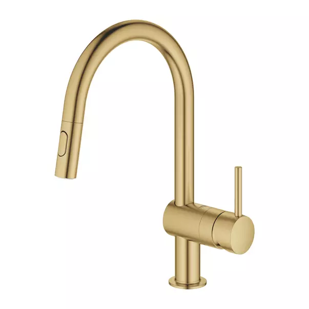 Baterie bucatarie cu dus extractibil Grohe Minta auriu periat Cool Sunrise [1]