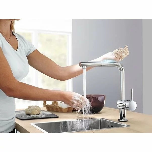 Baterie bucatarie cu dus extractibil Grohe Minta Touch crom [1]