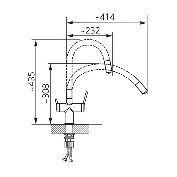 Baterie bucatarie cu pipa flexibila Ferro Filtrata compatibila cu sistem filtrare finisaj crom-negru [1]