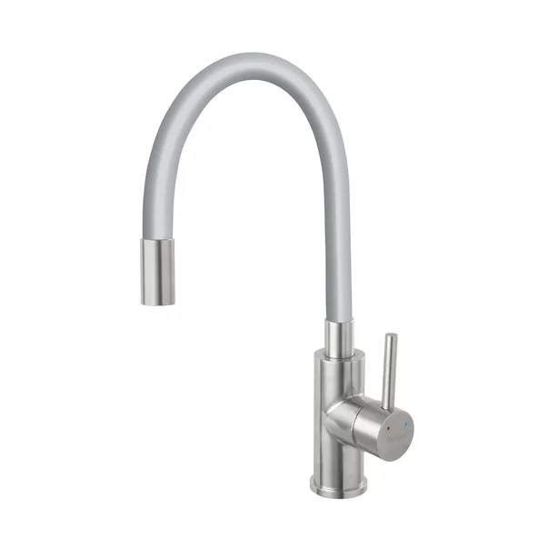 Bucatarie - Baterie bucatarie cu pipa flexibila Ferro Zumba gri - inox