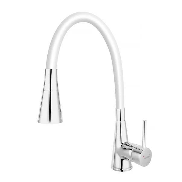 Bucatarie - Baterie bucatarie cu pipa flexibila Ferro Zumba II alb