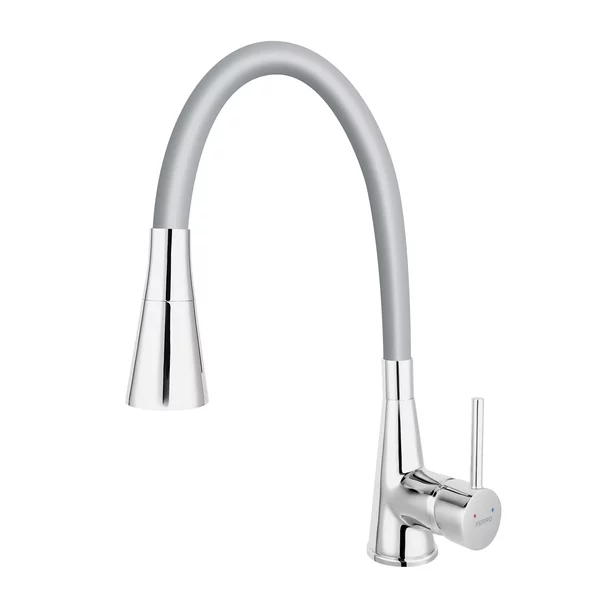 Bucatarie - Baterie bucatarie cu pipa flexibila Ferro Zumba II gri-argintiu