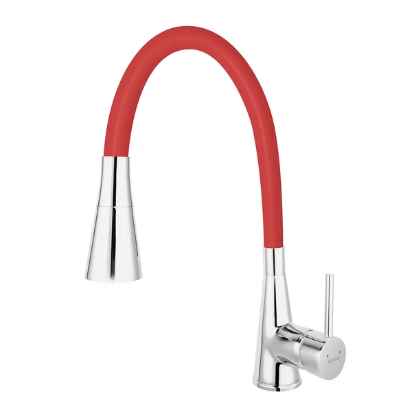 Bucatarie - Baterie bucatarie cu pipa flexibila Ferro Zumba II rosu