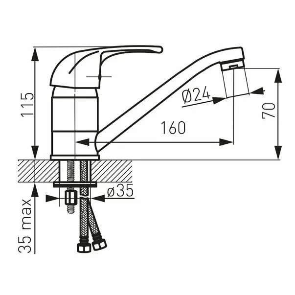Baterie bucatarie Ferro Vasto pipa 16 cm [2]