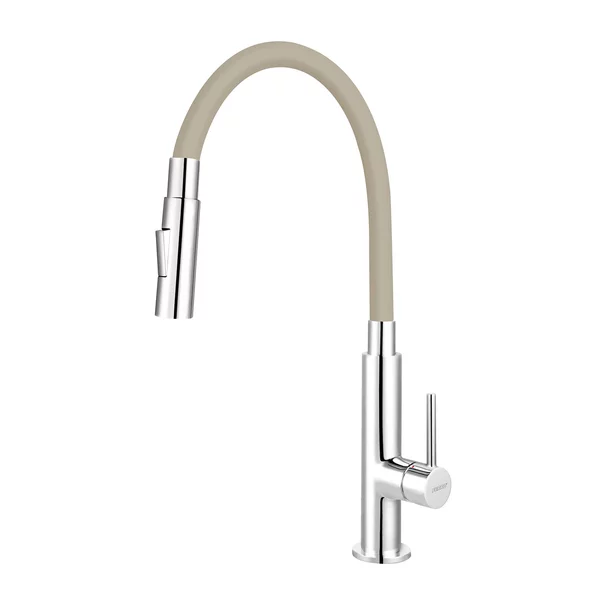 Baterii bucatarie - Baterie bucatarie Ferro Zumba Slim 2F bej cu pipa flexibila