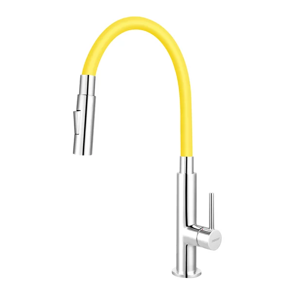 Bucatarie - Baterie bucatarie Ferro Zumba Slim 2F galben-lamaie cu pipa flexibila