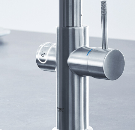 Baterie bucatarie Grohe 101069DC01, Blue Home, inalta, tip C, pentru racitor Blue Home, mat, otel satinat [11]