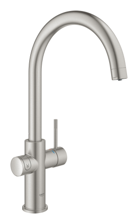 Baterii bucatarie - Baterie bucatarie Grohe 101069DC01, Blue Home, inalta, tip C, pentru racitor Blue Home, mat, otel satinat