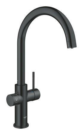 Baterii bucatarie - Baterie bucatarie Grohe 101069KS01, Blue Home, inalta, tip C, pentru racitor Blue Home, mat, negru