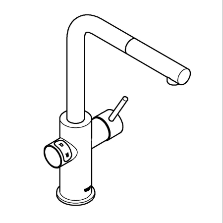 Baterie bucatarie Grohe 101072DC01, Blue Home, inalta, tip L, pentru racitor Blue Home, dus, mat, otel satinat [9]