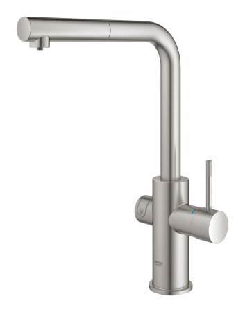 Baterie bucatarie Grohe 101072DC01, Blue Home, inalta, tip L, pentru racitor Blue Home, dus, mat, otel satinat [2]