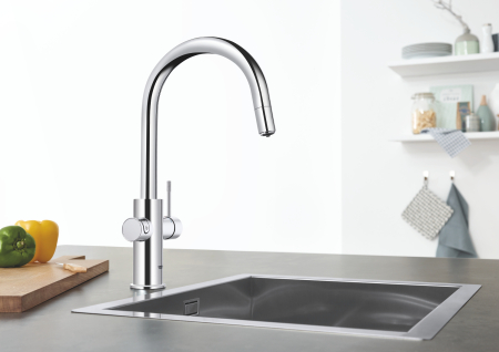Baterie bucatarie Grohe 1010730001, 0.6 bar, 419 mm, 219 mm, 1 orificii instalare, 3 sprayuri, 150 unghi pivotare, Crom [6]