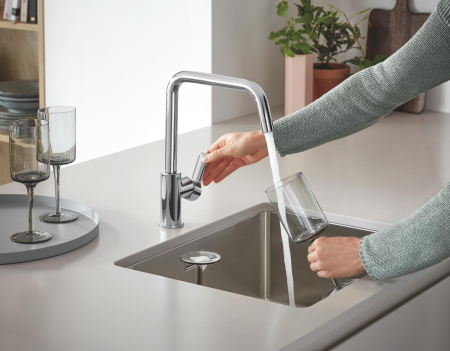 Baterie bucatarie Grohe 1012420000, 0.6 bar, 310 mm, 228 mm, 1 orificii instalare, 1 sprayuri, 150 unghi pivotare, Crom [1]