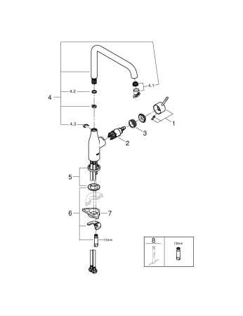 Baterie bucatarie Grohe 30423000, 1 bar, 300 mm, 220 mm, 1 orificii instalare, 1 sprayuri, 360 unghi pivotare, Crom [4]