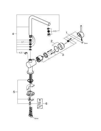 Baterie bucatarie Grohe 30425DC0, Vento, inalta, tip L, mat, otel satinat [3]