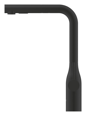 Baterie bucatarie Grohe 30432KF0, Accent, inalta, tip L, dus, mat, negru [1]