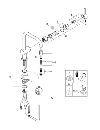 Baterie bucatarie Grohe 30435000, 1 bar, 328 mm, 223 mm, 1 orificii instalare, 1 sprayuri, 180 unghi pivotare, Crom [2]