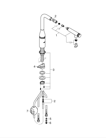 Baterie bucatarie Grohe 30444AL0, 1 bar, 366 mm, 199 mm, 1 orificii instalare, 1 sprayuri, 180 unghi pivotare, Grafit [6]