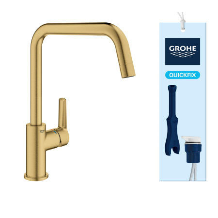 Baterie bucatarie Grohe 30470GN0, Start, inalta, tip U, mat, auriu [10]