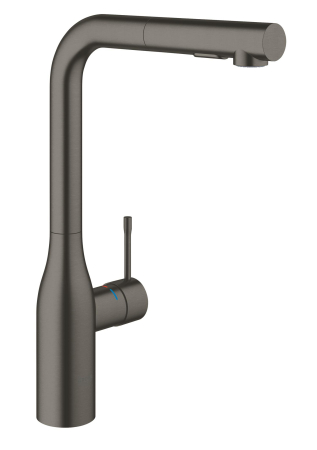 Baterii bucatarie - Baterie bucatarie Grohe 30504AL0, Essence, 3/8'', inalta, tip L, dus, 2 functii, mat, grafit