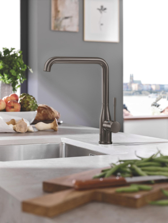 Baterii bucatarie - Baterie bucatarie Grohe 30505AL0, Essence, 3/8'', inalta, tip L, mat, grafit