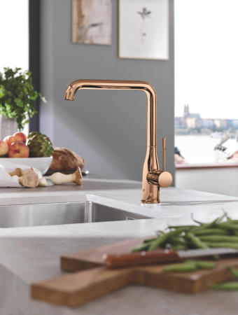 Baterii bucatarie - Baterie bucatarie Grohe 30505DA0, Essence, 3/8'', inalta, tip L, lucios, cupru