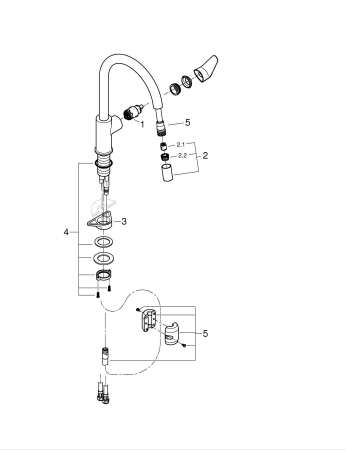 Baterie bucatarie Grohe 30547000, 0.8 bar, 357 mm, 215 mm, 1 orificii instalare, 1 sprayuri, 120 unghi pivotare, Crom [8]