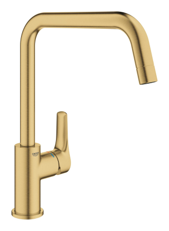 Baterii bucatarie - Baterie bucatarie Grohe 30567GN0, EuroSmart, inalta, tip U, mat, auriu