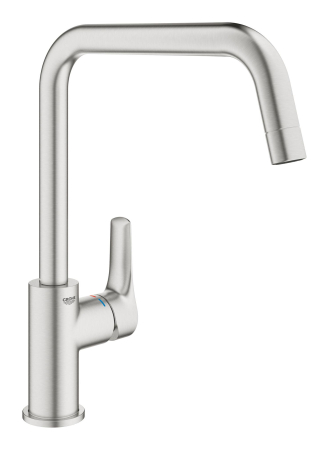 Baterii bucatarie - Baterie bucatarie Grohe 30568DC0, Via, inalta, tip U, mat, otel satinat