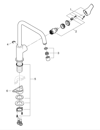 Baterie bucatarie Grohe 30568DC0, Via, inalta, tip U, mat, otel satinat [5]