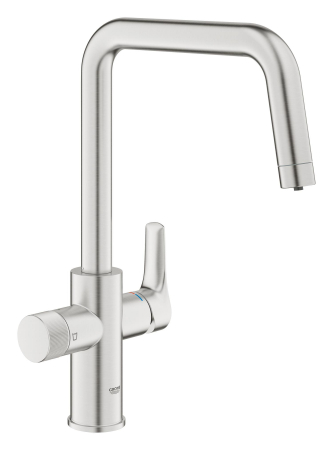 Baterii bucatarie - Baterie bucatarie Grohe 30583DC0, Blue Pure Eurosmart, inalta, tip U, filtrare, 3 cai, mat, otel satinat