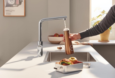 Baterie bucatarie Grohe 30583DC0, Blue Pure Eurosmart, inalta, tip U, filtrare, 3 cai, mat, otel satinat [1]