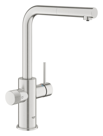 Baterii bucatarie - Baterie bucatarie Grohe 30590DC0, 1 bar, 367 mm, 223 mm, 1 orificii instalare, 2 sprayuri, Otel satinat